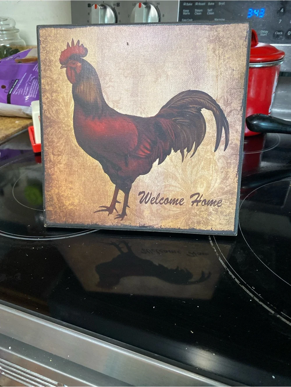 Welcome Home Red Rooster Wall Art -